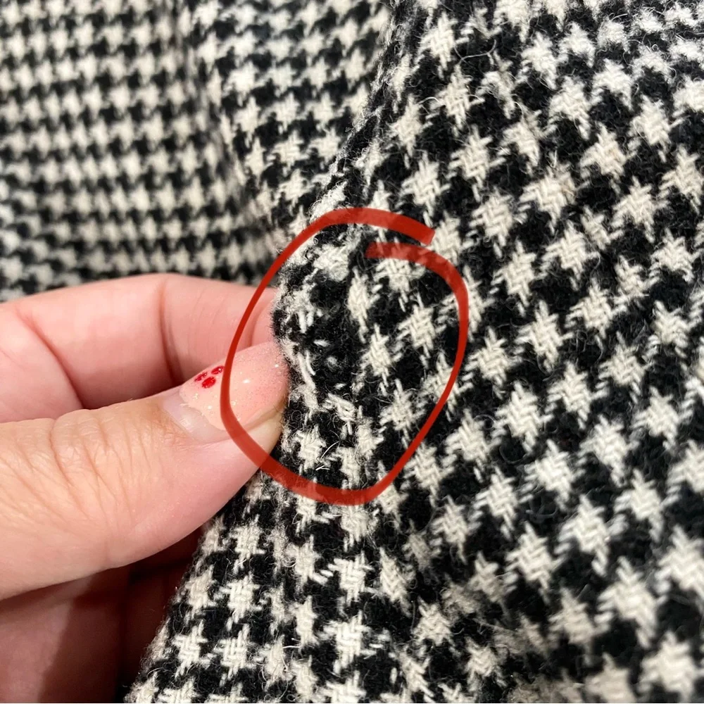 Vintage Chadwicks of Boston Wool Blend Houndstooth Blazer Black White 6 Petite - Picture 9 of 9